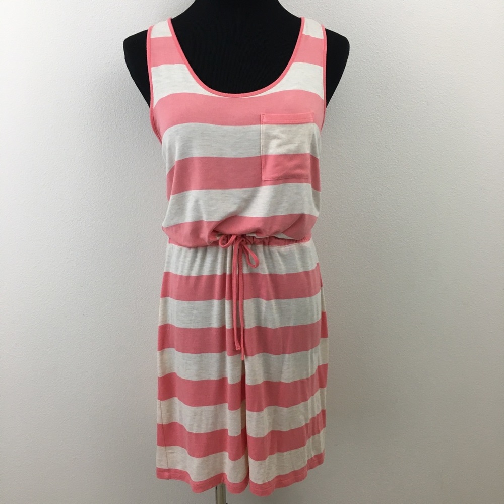 🔴 Olive & Oak | Coral Color Block Tank Top Dress